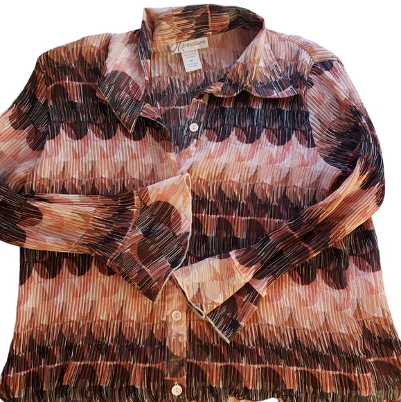 Dress Barn Tops Med Dress Barn Brownpeach Button Top Poshmark